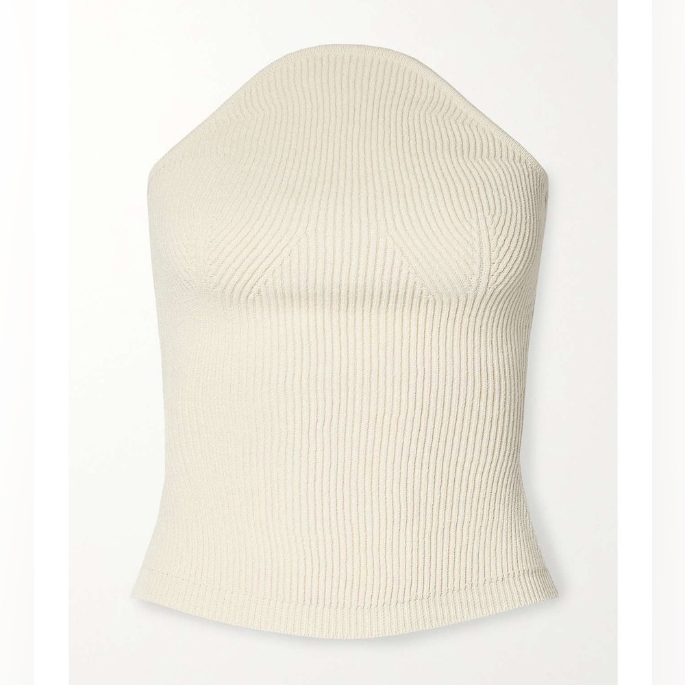 Brand new Jericho strapless ribbed-knit top in ivory